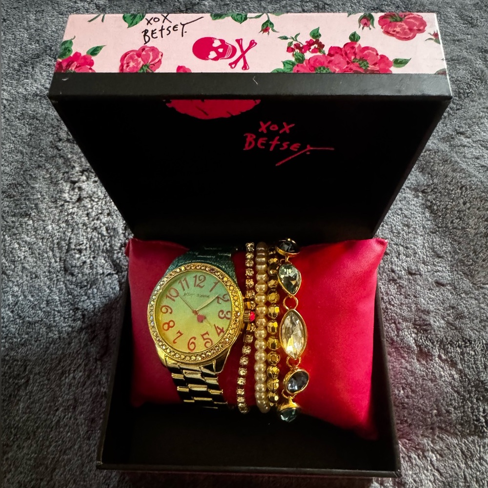 Betsy Johnson Watch + Bracelet Set